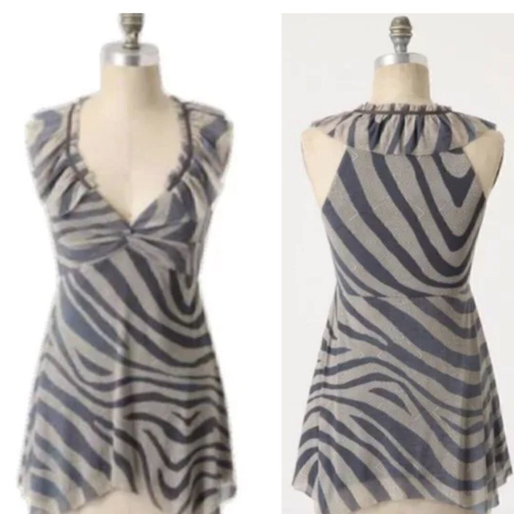 Anthropologie Weston Wear zebra stripe sleeveless Ruffle tank top Size: XS